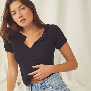 Free People Blake Baby Tee in Black